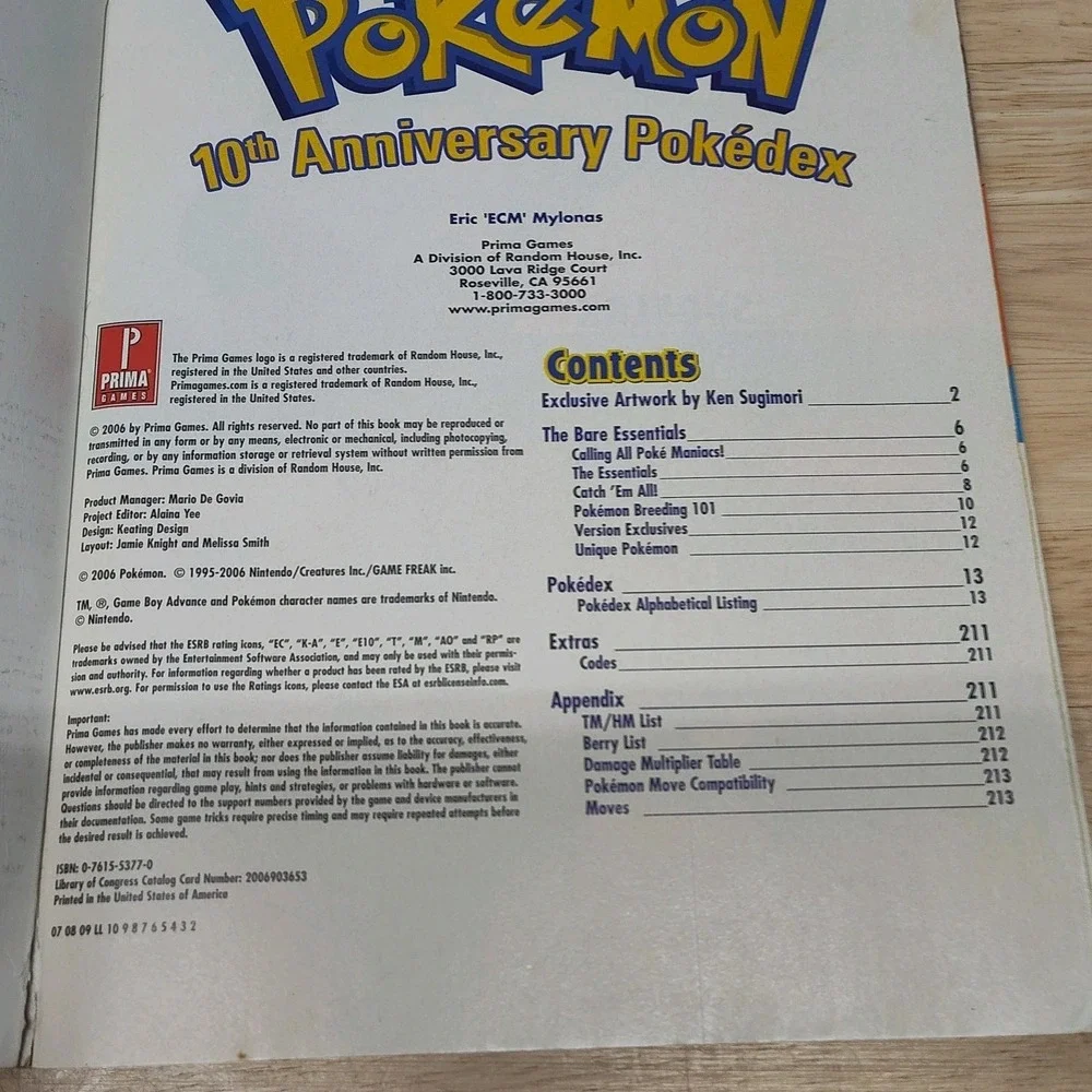 Pokemon Complete Pokedex 10th Year Anniversary Collectors Edition 2006